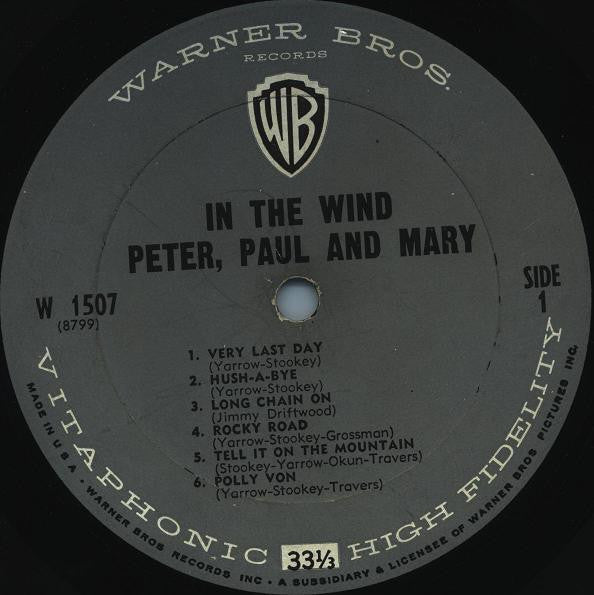 Peter, Paul And Mary* : In The Wind (LP, Album, Mono)