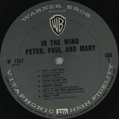 Peter, Paul And Mary* : In The Wind (LP, Album, Mono)