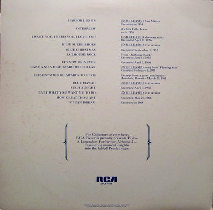 Elvis Presley : A Legendary Performer - Volume 2 (LP, Comp, Ind)