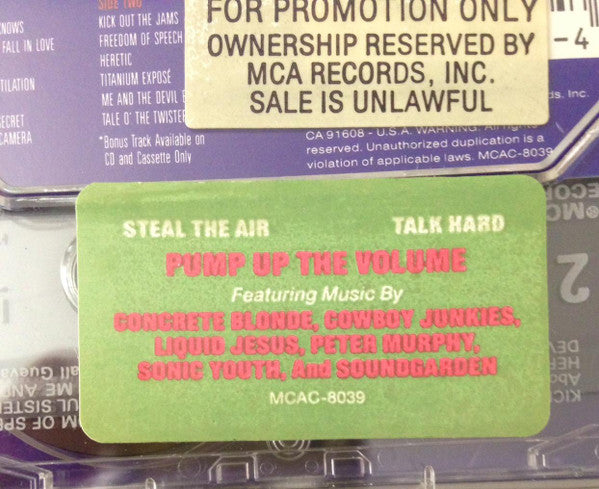 Various : Pump Up The Volume (Music From The Original Motion Picture Soundtrack) (Cass, Comp, Dol)