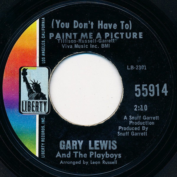 Gary Lewis And The Playboys* : (You Don't Have To) Paint Me A Picture / Looking For The Stars (7", Styrene, She)