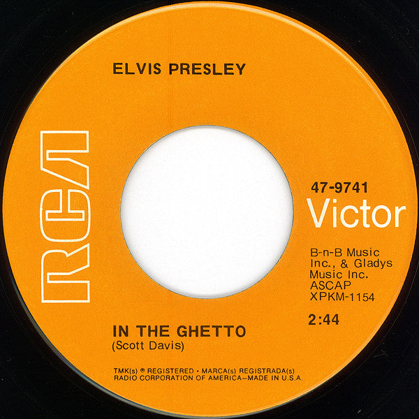 Elvis Presley : In The Ghetto / Any Day Now (7", Single, Ora)
