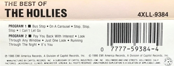 The Hollies : The Best Of The Hollies (Cass, Comp)
