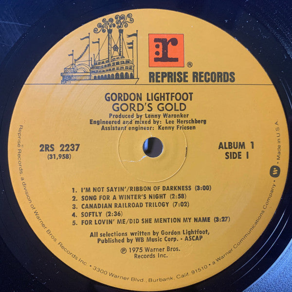 Gordon Lightfoot : Gord's Gold (2xLP, Comp,  Pi)