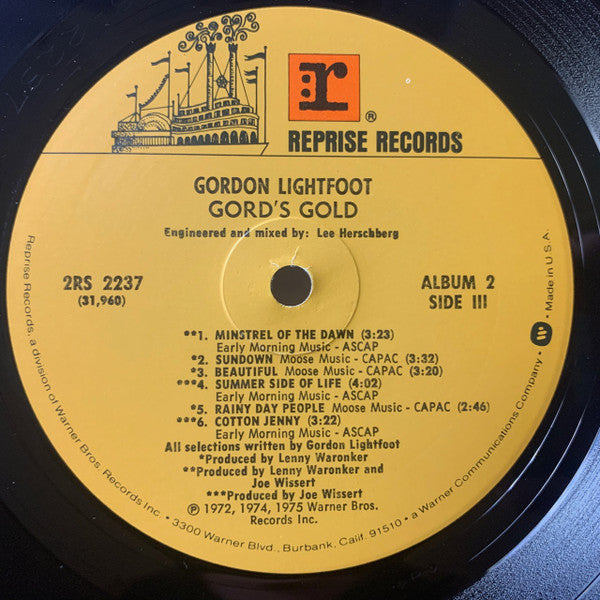 Gordon Lightfoot : Gord's Gold (2xLP, Comp,  Pi)