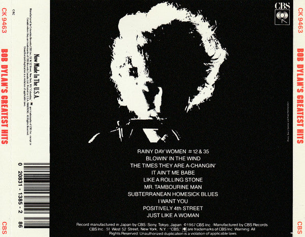 Bob Dylan : Bob Dylan's Greatest Hits (CD, Comp, Club, Pit)