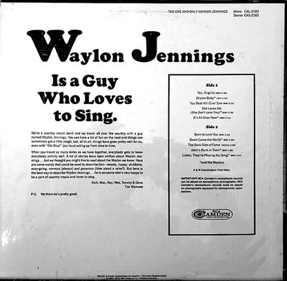 Waylon Jennings : The One And Only Waylon Jennings (LP, Album, Ind)