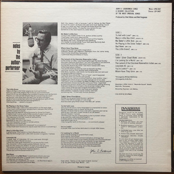 John D. Loudermilk : John D. Loudermilk Sings A Bizarre Collection Of The Most Unusual Songs (LP, Album, Mono)