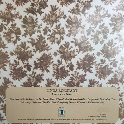 Linda Ronstadt : Don't Cry Now (LP, Album, RE)