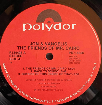 Jon And Vangelis* : The Friends Of Mr Cairo (LP, Album, 18 )