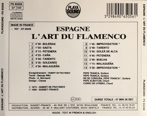 Pepe Tranca, RR De Cordoba, Pepe Albaicín, Curro De Utrera : Espagne - L'Art Du Flamenco (CD)