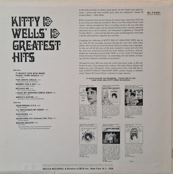 Kitty Wells : Kitty Wells' Greatest Hits (LP, Comp)