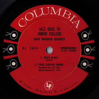 The Dave Brubeck Quartet : Jazz Goes To Junior College (LP, Album, Mono)