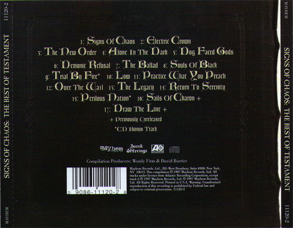 Testament (2) : Signs Of Chaos: The Best Of Testament (CD, Comp)