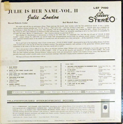 Julie London : Julie Is Her Name Volume Two (LP, Album, Ind)