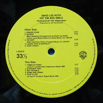 David Lee Roth : Eat 'Em And Smile (LP, Album, Club, Car)