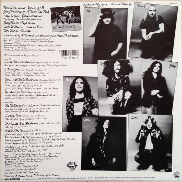 Lynyrd Skynyrd : Second Helping (LP, Album, RE)