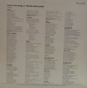 The Italian Street Singers and Orchestra : Italian Sing-Along  (LP, Album)