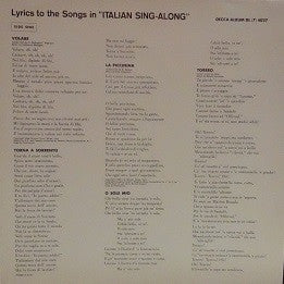 The Italian Street Singers and Orchestra : Italian Sing-Along  (LP, Album)