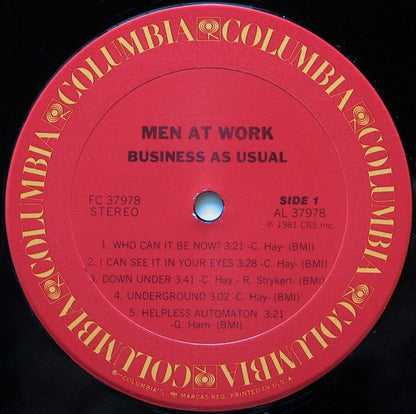 Men At Work : Business As Usual (LP, Album, Ter)
