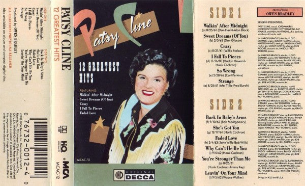 Patsy Cline : 12 Greatest Hits (Cass, Comp, RE, Dol)