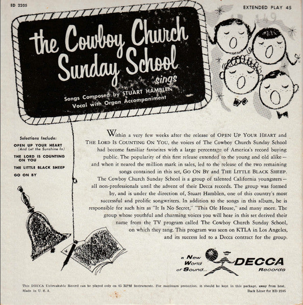 The Cowboy Church Sunday School : Open Up Your Heart (And Let The Sunshine In) (7", EP,  )