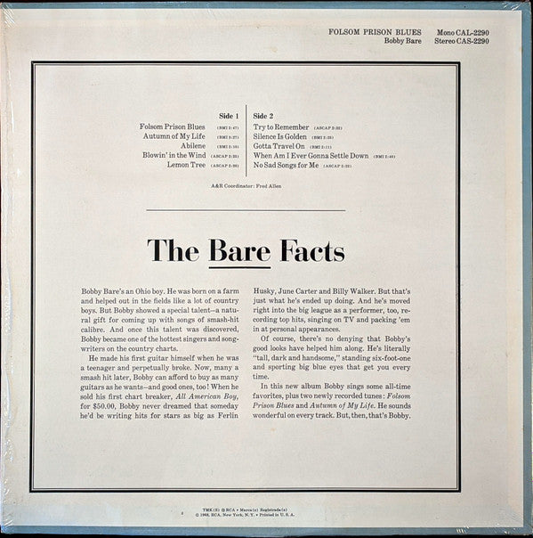 Bobby Bare : Folsom Prison Blues (LP, Album)