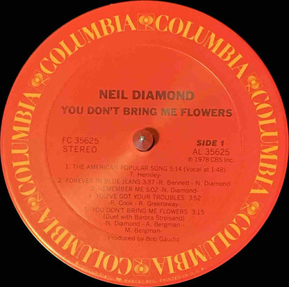 Neil Diamond : You Don't Bring Me Flowers (LP, Album)