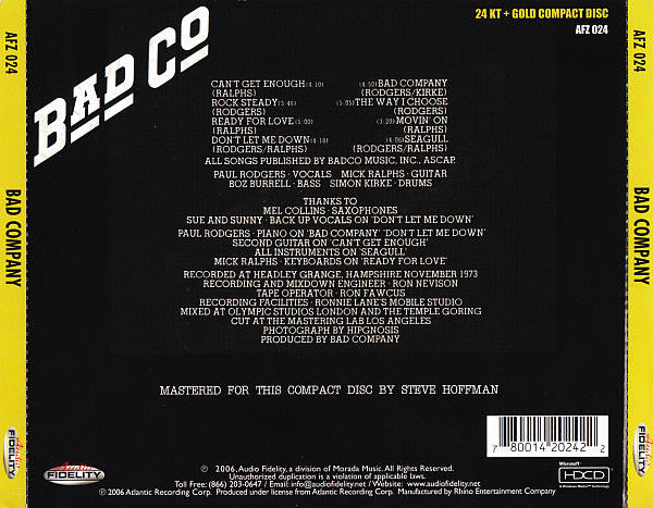 Bad Company (3) : Bad Company (HDCD, Album, RE, RM)