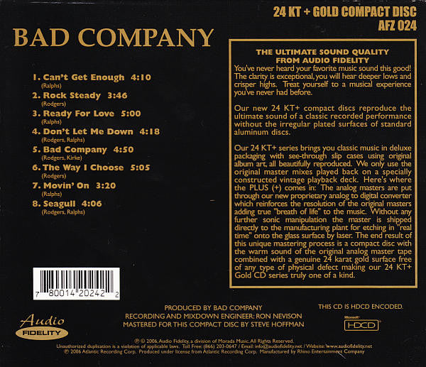 Bad Company (3) : Bad Company (HDCD, Album, RE, RM)