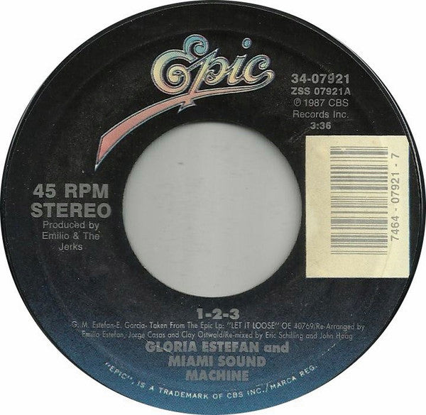 Gloria Estefan And Miami Sound Machine* : 123 (7", Single, Styrene, Car)