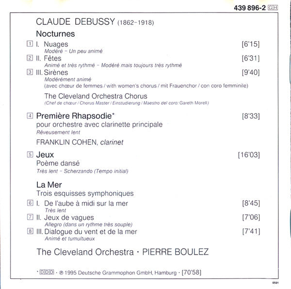 Claude Debussy, The Cleveland Orchestra, Pierre Boulez : La Mer • Nocturnes • Jeux • Rhapsodie Pour Clarinette Et Orchestre (CD, PMD + CD, Promo, PMD)
