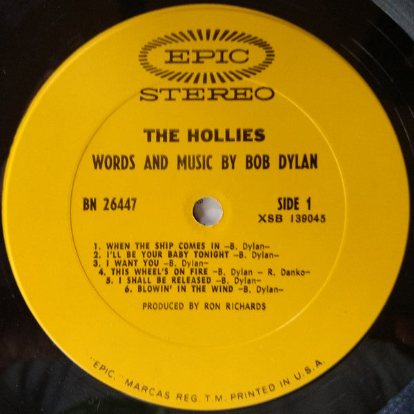 The Hollies : Words And Music By Bob Dylan (LP, Album, San)