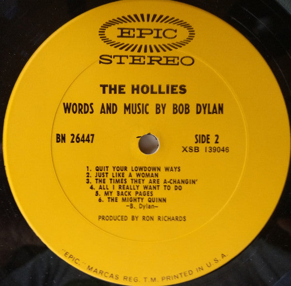 The Hollies : Words And Music By Bob Dylan (LP, Album, San)