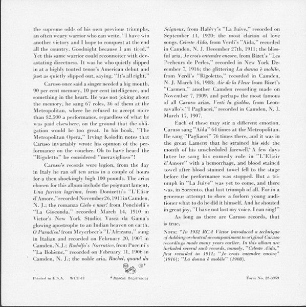 Caruso* : Caruso (5x7", RE, Red + Box, Album, Comp)
