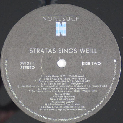 Stratas*, Y Chamber Symphony, Gerard Schwarz - Weill* : Stratas Sings Weill (LP, Album, Spe)
