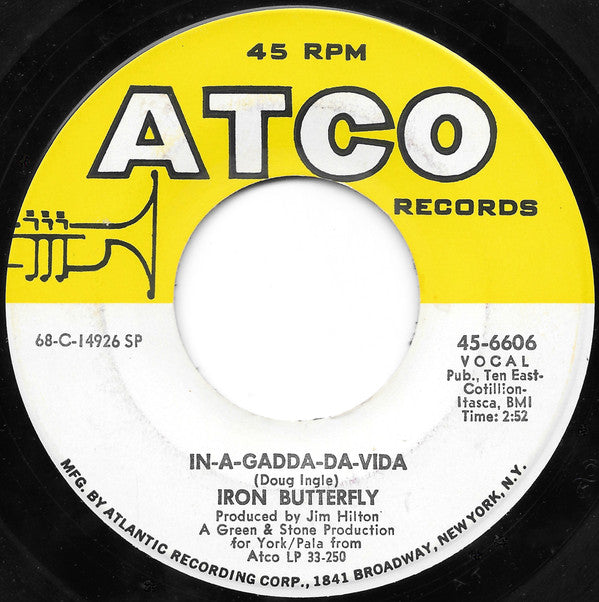 Iron Butterfly : In-A-Gadda-Da-Vida (7", Single, Mono, SP )