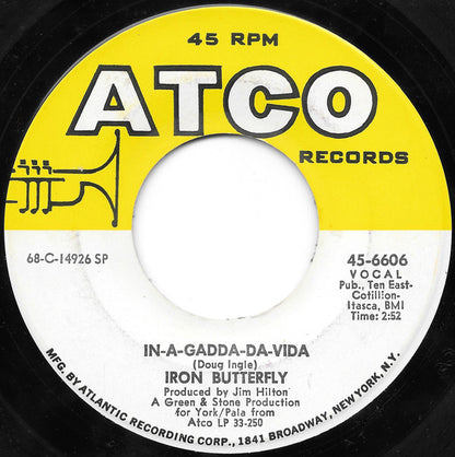 Iron Butterfly : In-A-Gadda-Da-Vida (7", Single, Mono, SP )