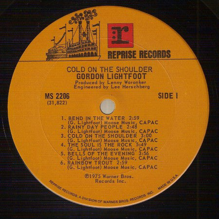Gordon Lightfoot : Cold On The Shoulder (LP, Album, Ter)