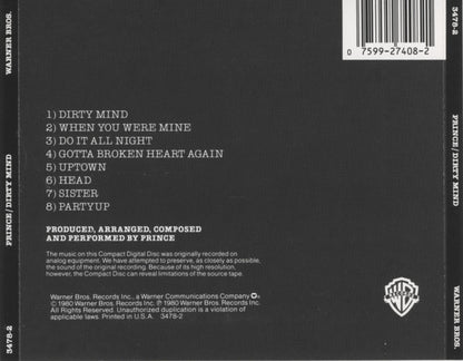 Prince : Dirty Mind (CD, Album, RE, WEA)