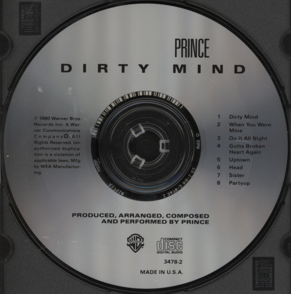 Prince : Dirty Mind (CD, Album, RE, WEA)