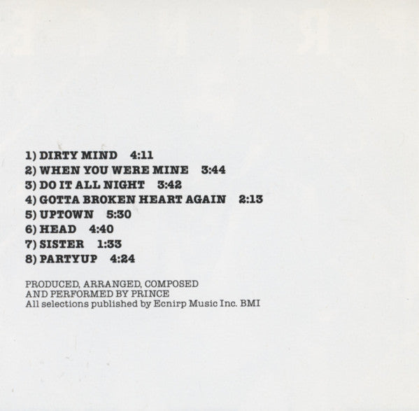 Prince : Dirty Mind (CD, Album, RE, WEA)