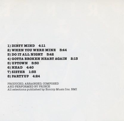 Prince : Dirty Mind (CD, Album, RE, WEA)
