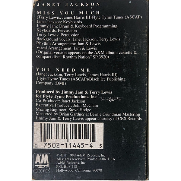 Janet Jackson : Miss You Much (Cass, Single, R)