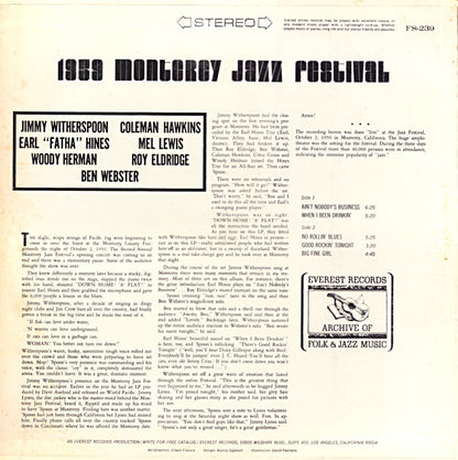 Jimmy Witherspoon, Coleman Hawkins, Earl "Fatha" Hines*, Mel Lewis, Woody Herman, Roy Eldridge, Ben Webster : 1959 Monterey Jazz Festival (LP, Album, RE, All)