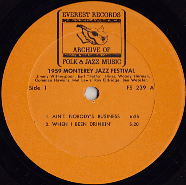 Jimmy Witherspoon, Coleman Hawkins, Earl "Fatha" Hines*, Mel Lewis, Woody Herman, Roy Eldridge, Ben Webster : 1959 Monterey Jazz Festival (LP, Album, RE, All)