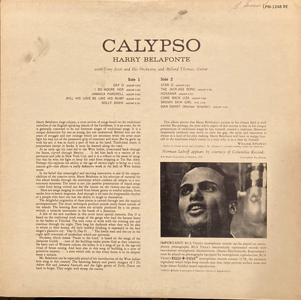 Harry Belafonte : Calypso (LP, Album, Mono, RE, Ind)
