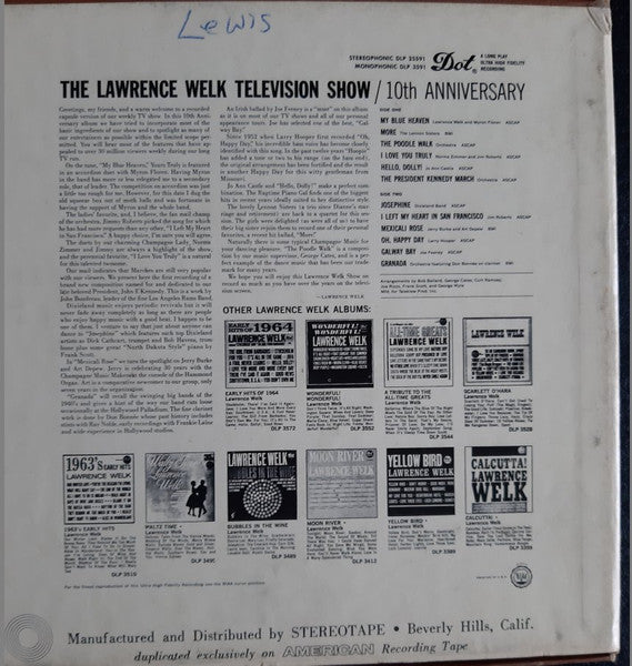 Lawrence Welk : The Lawrence Welk Television Show 10th Anniversary (Reel, 4tr Stereo, 7" Reel)