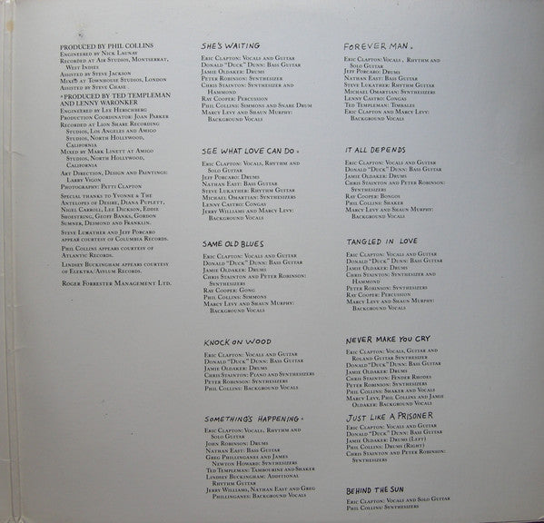 Eric Clapton : Behind The Sun (LP, Album, Spe)