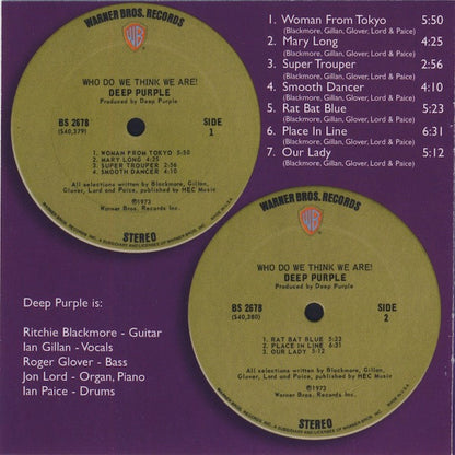 Deep Purple : Who Do We Think We Are (HDCD, Album, RE, RM, Gol)